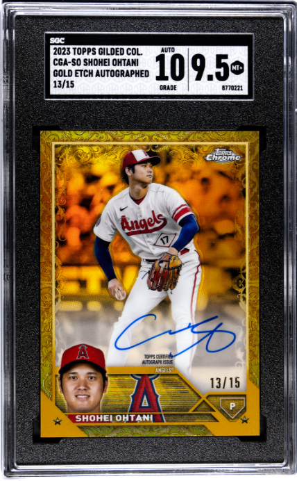 2023 Topps Gilded Collection Shohei Ohtani Gold Etch Auto. /15 #CGA-SO SGC 9.5 Auto 10