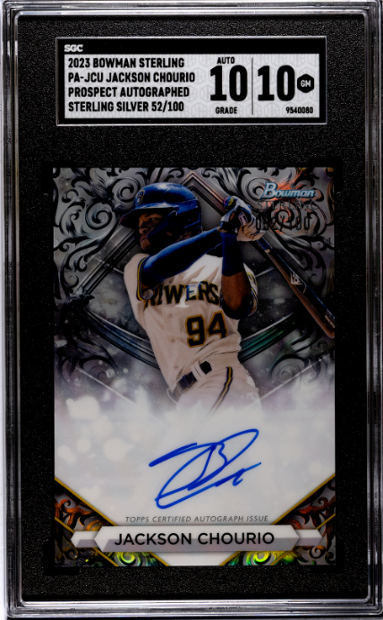 2023 Bowman Sterling Jackson Chourio Pros. Auto. Sterling Silver Ref. /100 #PA-JCU SGC 10 Auto 10